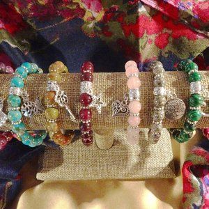 Handmade single-charm stretch bracelets